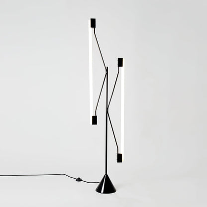 Two Tubes Floor Lamp with Adjustable LED Light - Black