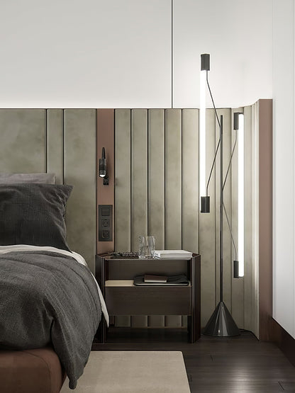 Two Tubes Floor Lamp with Adjustable LED Light - Black