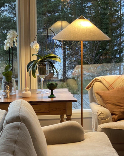 Tynell Floor Lamp with Rattan Shade and LED Bulb