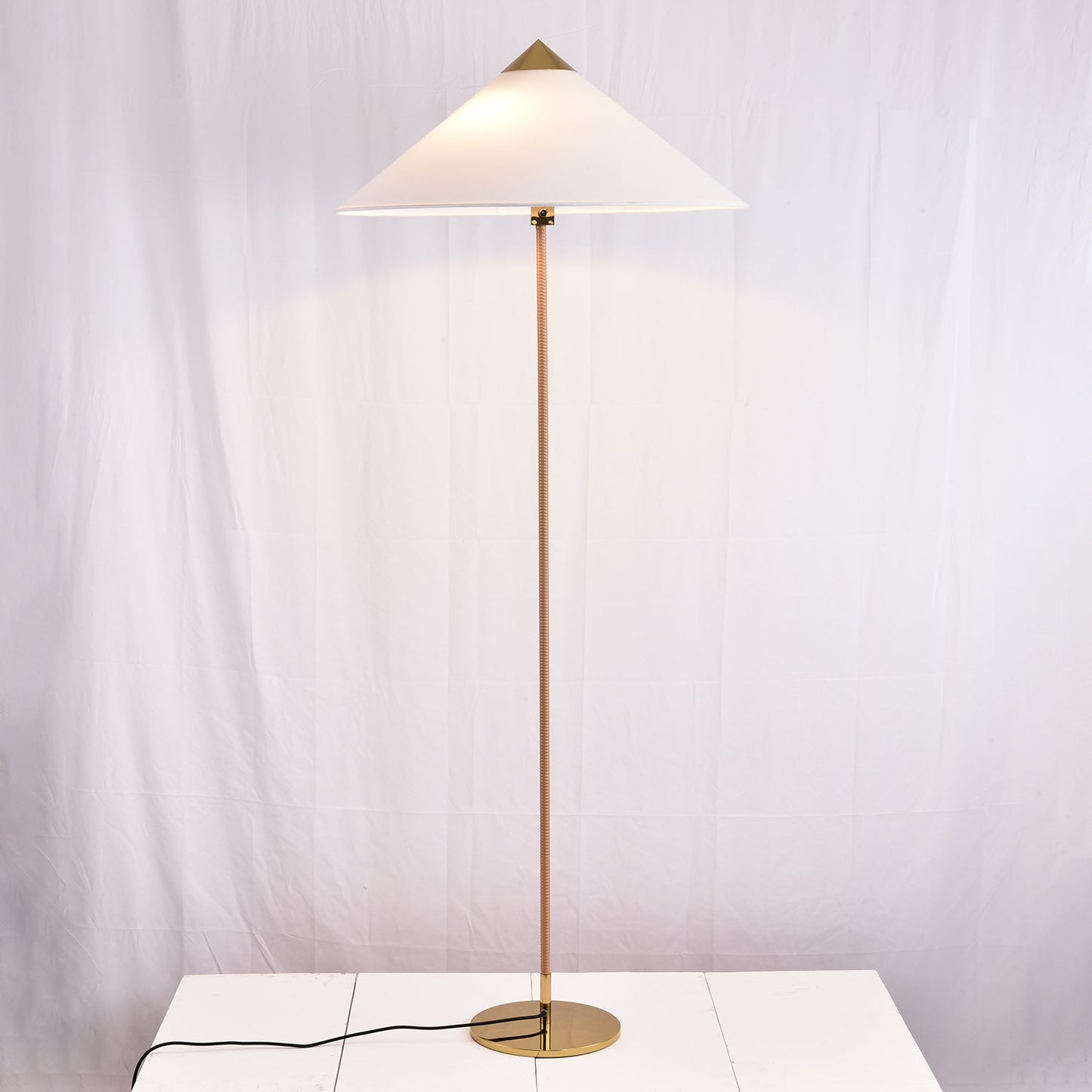 Tynell Floor Lamp with Rattan Shade and LED Bulb