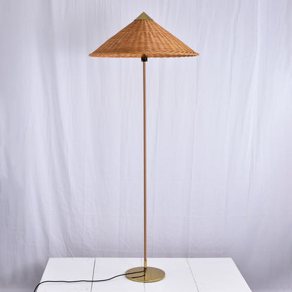 Tynell Floor Lamp with Rattan Shade and LED Bulb