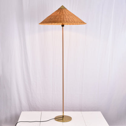 Tynell Floor Lamp with Rattan Shade and LED Bulb