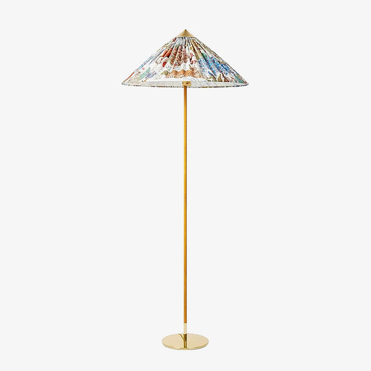 Tynell Floor Lamp with Rattan Shade and LED Bulb