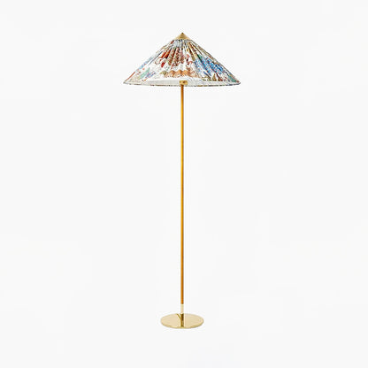 Tynell Floor Lamp with Rattan Shade and LED Bulb