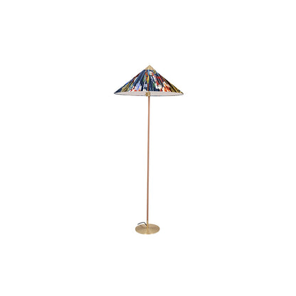 Tynell Floor Lamp with Rattan Shade and LED Bulb