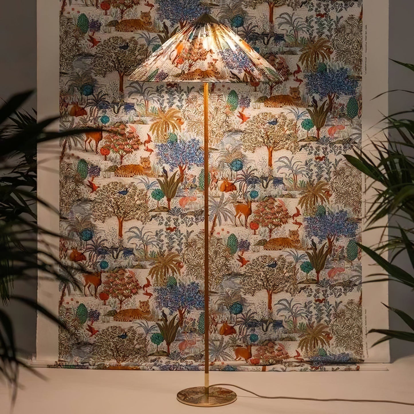 Tynell Floor Lamp with Rattan Shade and LED Bulb