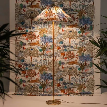 Tynell Floor Lamp with Rattan Shade and LED Bulb