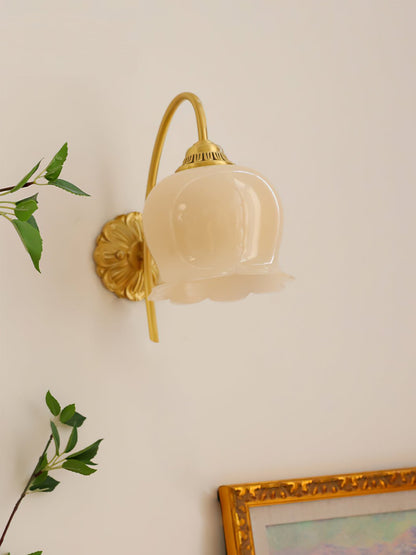 Valley Flower Wall Lamp with Beige Shade and Gold Finish
