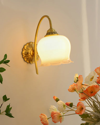 Valley Flower Wall Lamp with Beige Shade and Gold Finish