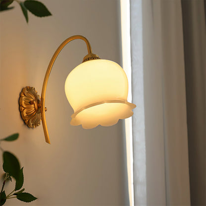 Valley Flower Wall Lamp with Beige Shade and Gold Finish