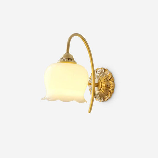 Valley Flower Wall Lamp with Beige Shade and Gold Finish