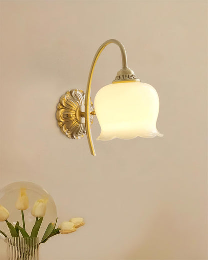 Valley Flower Wall Lamp with Beige Shade and Gold Finish