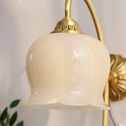 Valley Flower Wall Lamp with Beige Shade and Gold Finish
