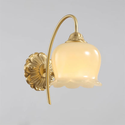 Valley Flower Wall Lamp with Beige Shade and Gold Finish