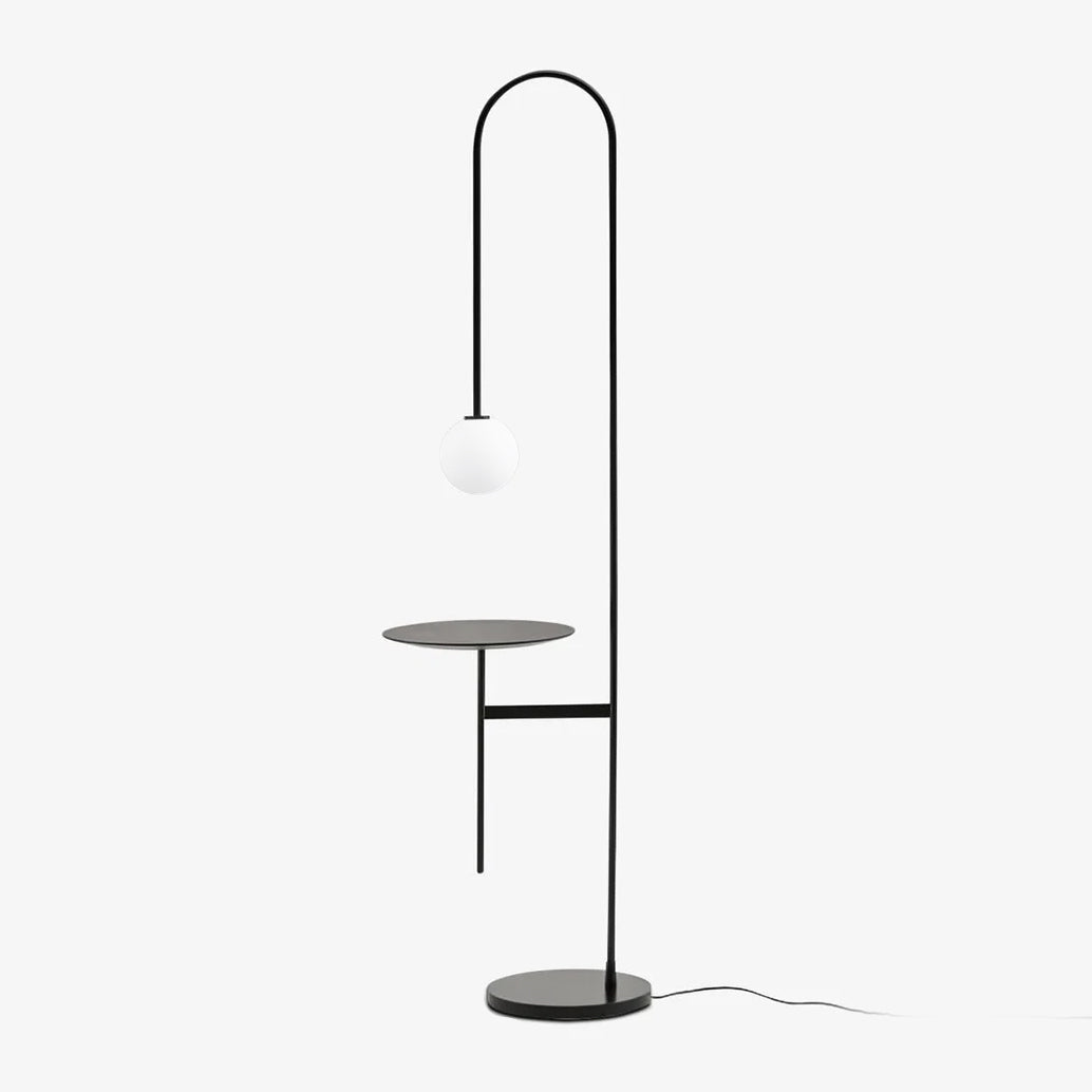 Vanni Floor Lamp with Black Frame and Glass Shade