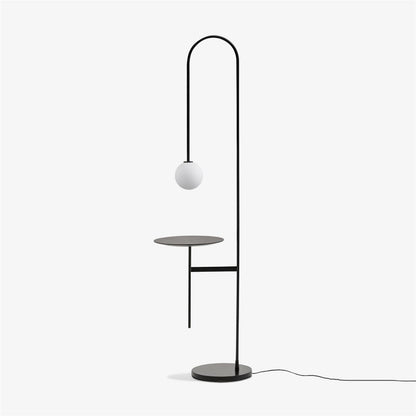 Vanni Floor Lamp with Black Frame and Glass Shade