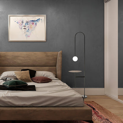 Vanni Floor Lamp with Black Frame and Glass Shade