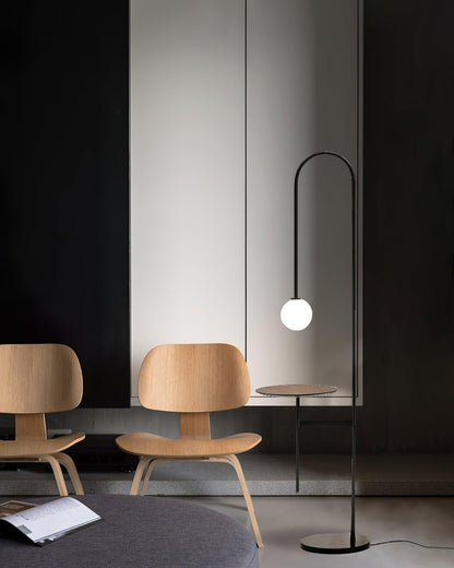 Vanni Floor Lamp with Black Frame and Glass Shade