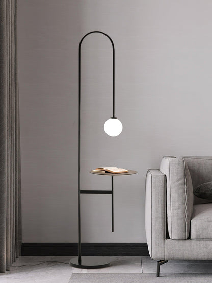 Vanni Floor Lamp with Black Frame and Glass Shade