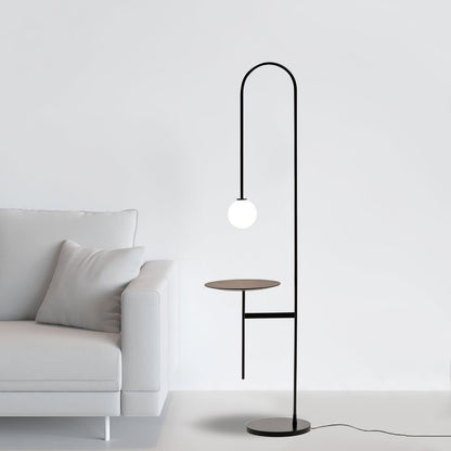 Vanni Floor Lamp with Black Frame and Glass Shade