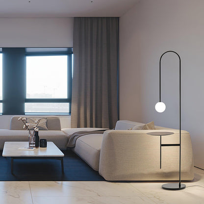 Vanni Floor Lamp with Black Frame and Glass Shade