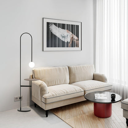 Vanni Floor Lamp with Black Frame and Glass Shade