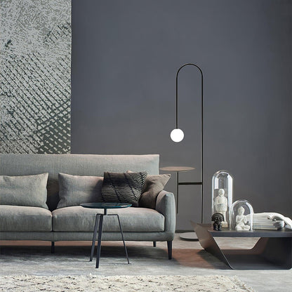Vanni Floor Lamp with Black Frame and Glass Shade