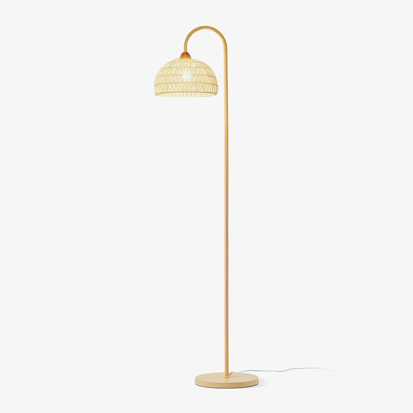 Rattan Arch Floor Lamp - Stylish Beige Indoor Lighting