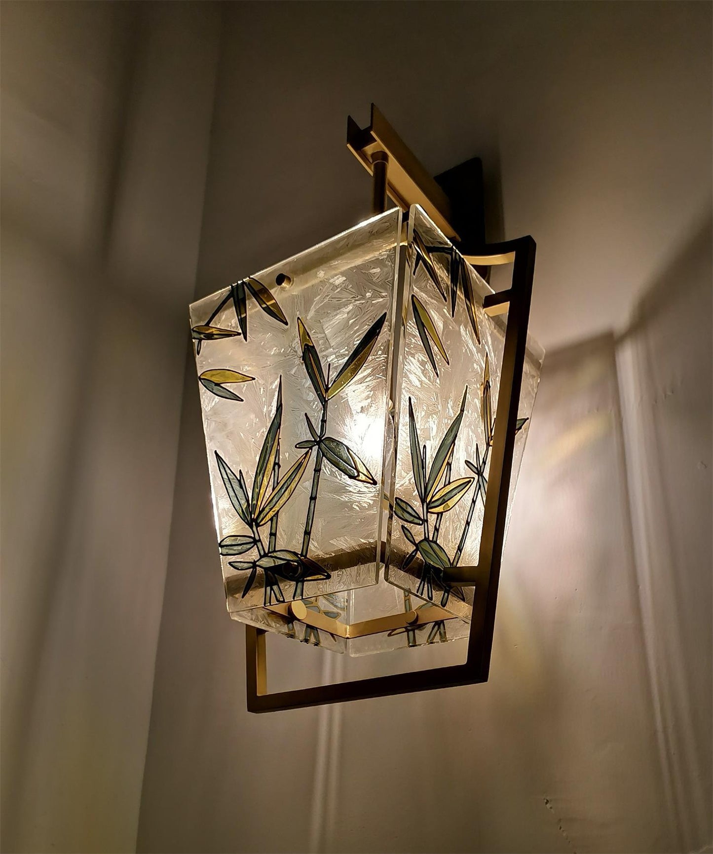 Vapor Single Sconce LED Downlight Enameled Glass Brass Finish