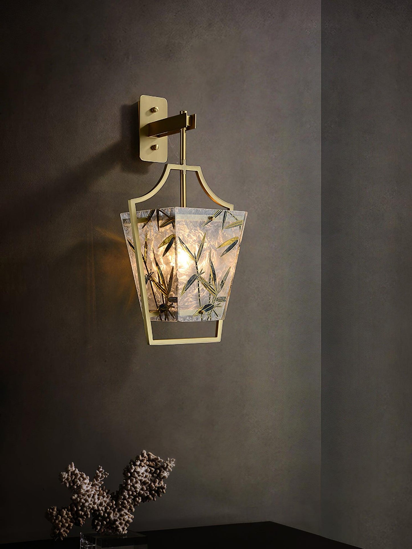 Vapor Single Sconce LED Downlight Enameled Glass Brass Finish
