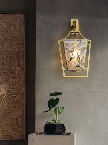 Vapor Single Sconce LED Downlight Enameled Glass Brass Finish