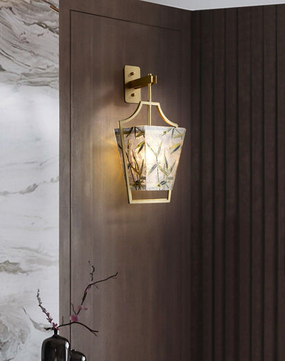 Vapor Single Sconce LED Downlight Enameled Glass Brass Finish