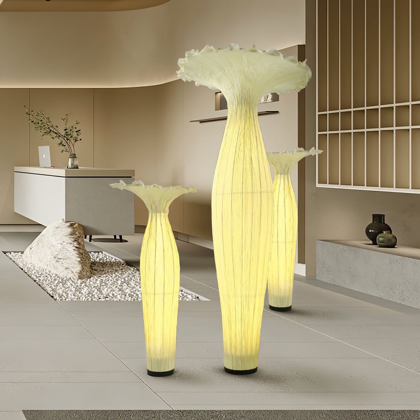 Vase Fabric Floor Lamp with Integrated LED - Indoor Use