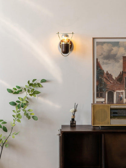 Vaughan Wall Light Set of 2, Metal and Wood Finish, LED