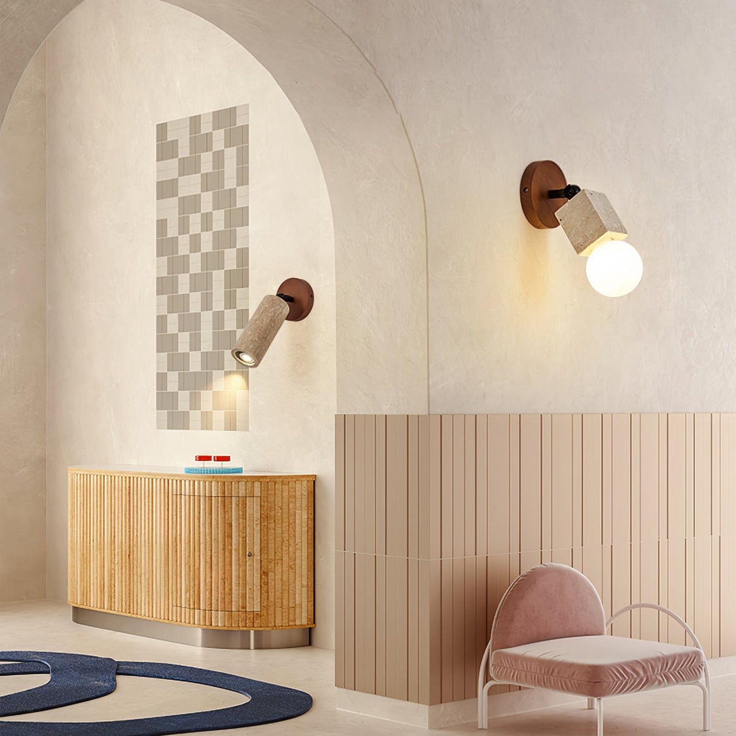 Versa Stone Adjustable Wall Light - LED Travertine Design
