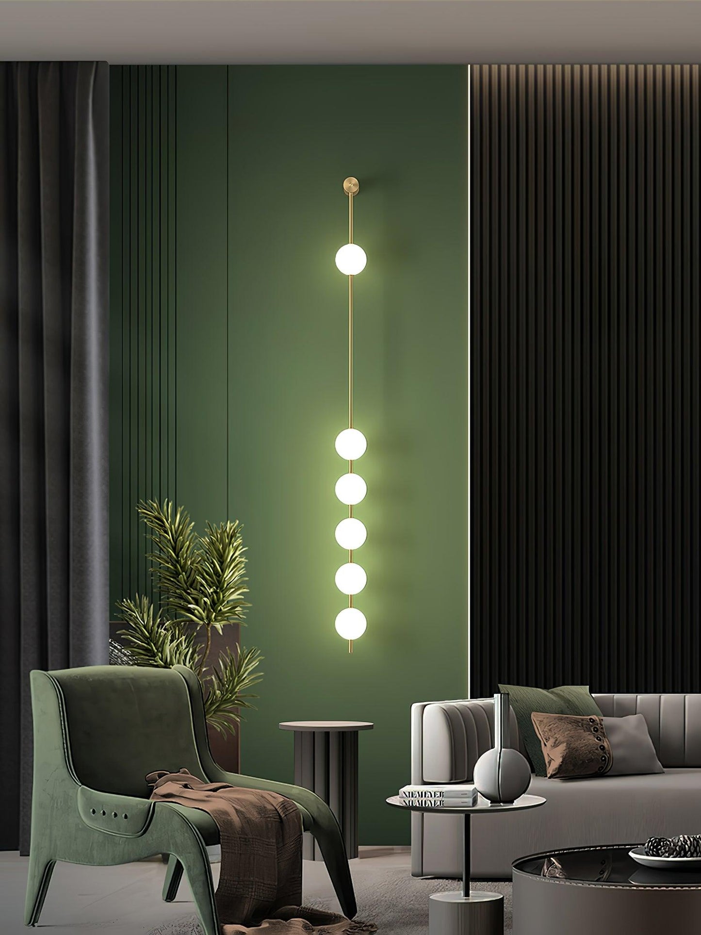 Vertical Balls Wall Lamp - LED Brass Sconce for Indoor Use