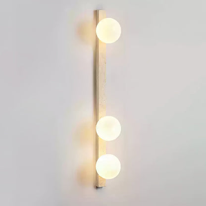 Vertical Travertine Wall Sconce with LED Lighting, Modern Design