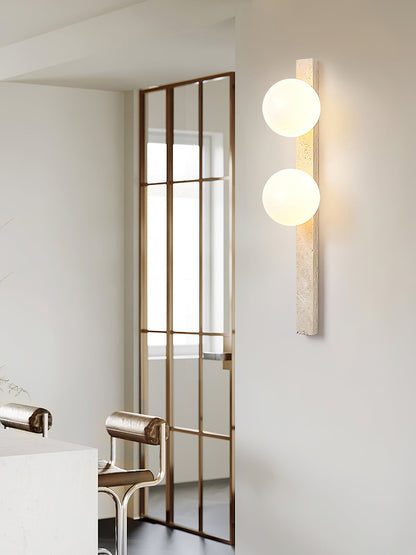 Vertical Travertine Wall Sconce with LED Lighting, Modern Design
