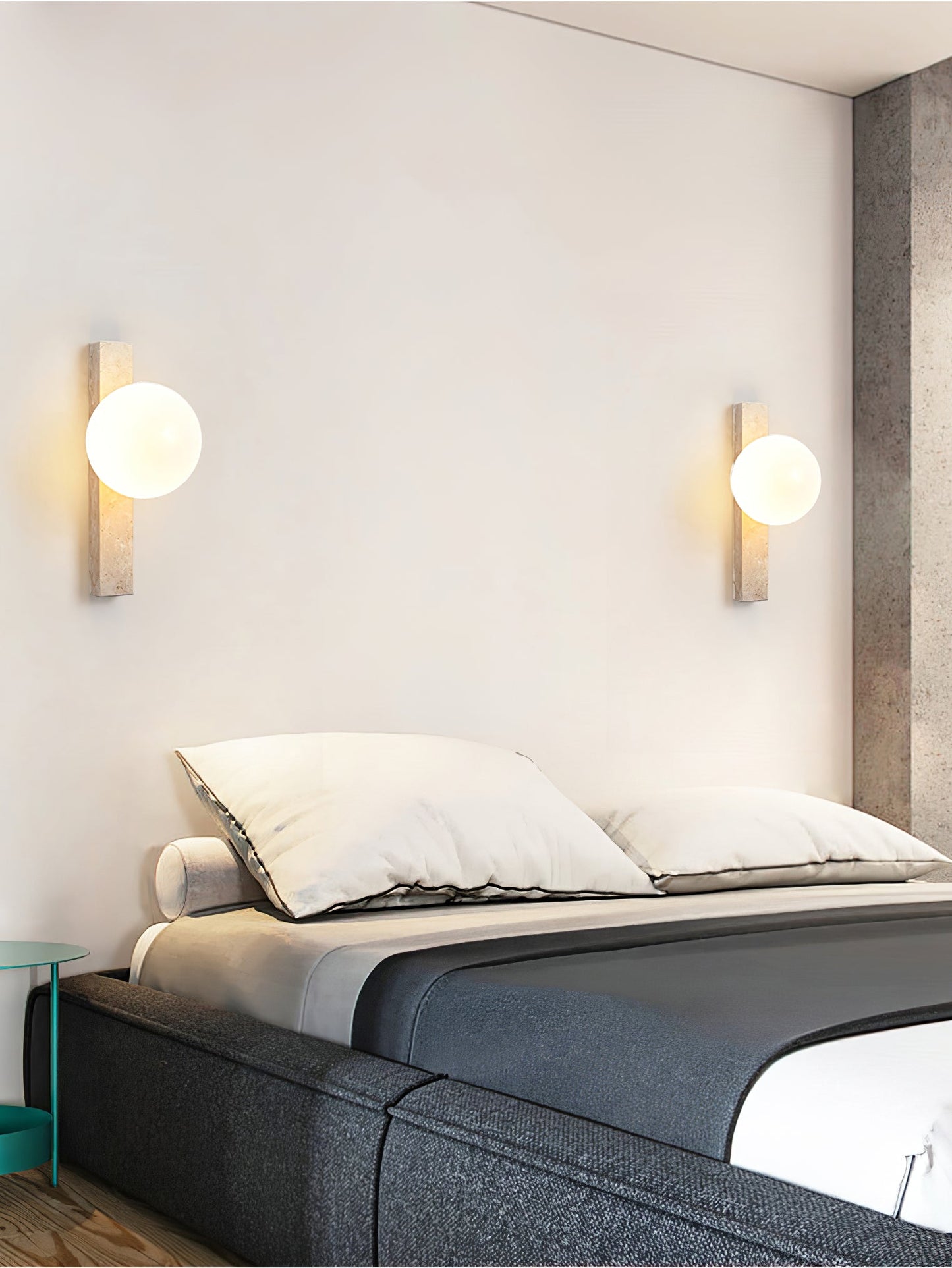 Vertical Travertine Wall Sconce with LED Lighting, Modern Design
