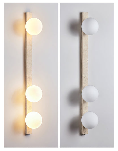 Vertical Travertine Wall Sconce with LED Lighting, Modern Design