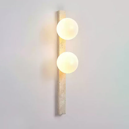 Vertical Travertine Wall Sconce with LED Lighting, Modern Design