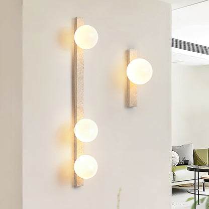 Vertical Travertine Wall Sconce with LED Lighting, Modern Design