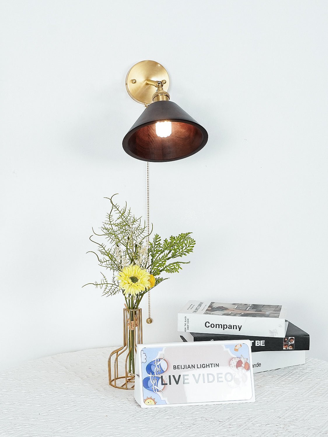 Vintage Wood Wall Lamp with LED Light - Rustic Home Decor