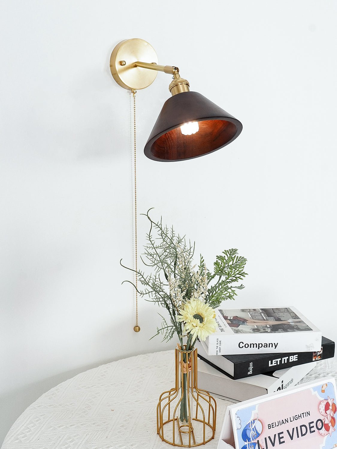 Vintage Wood Wall Lamp with LED Light - Rustic Home Decor