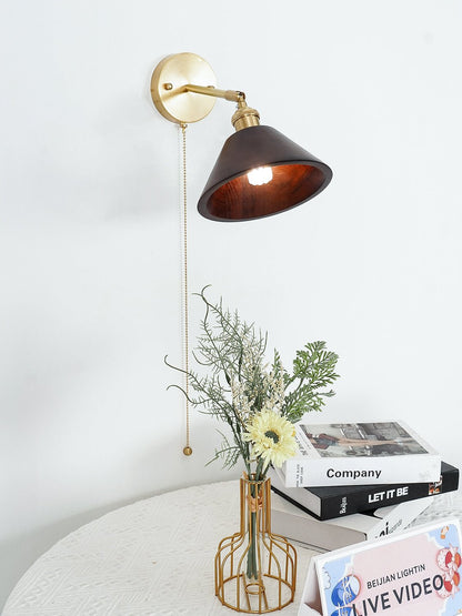 Vintage Wood Wall Lamp with LED Light - Rustic Home Decor