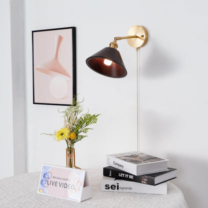 Vintage Wood Wall Lamp with LED Light - Rustic Home Decor