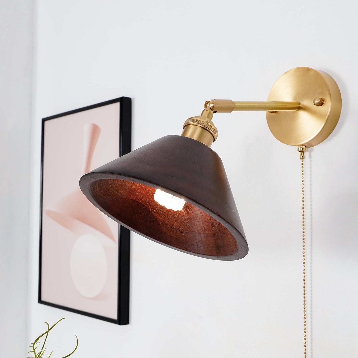 Vintage Wood Wall Lamp with LED Light - Rustic Home Decor