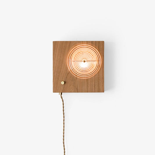 Vintage Camera Wall Lamp with LED Light and Wood Shade