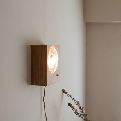 Vintage Camera Wall Lamp with LED Light and Wood Shade