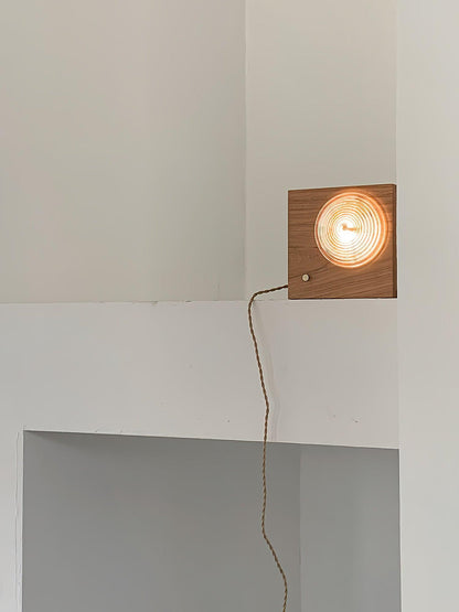 Vintage Camera Wall Lamp with LED Light and Wood Shade